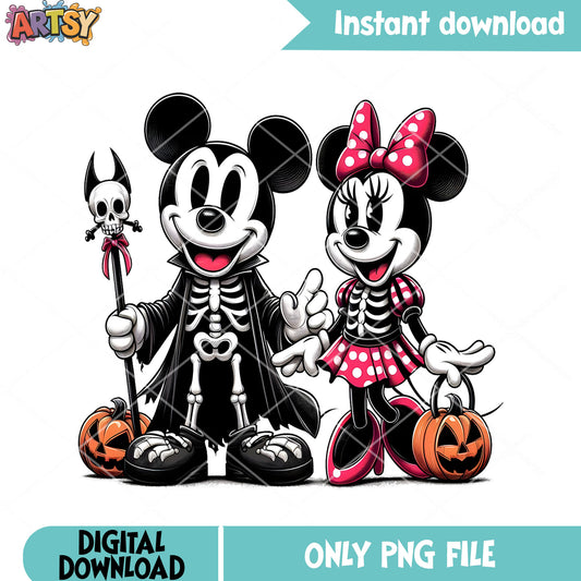 Scary mickey mouse pumpkin png, halloween disney png, spooky minnie mouse png