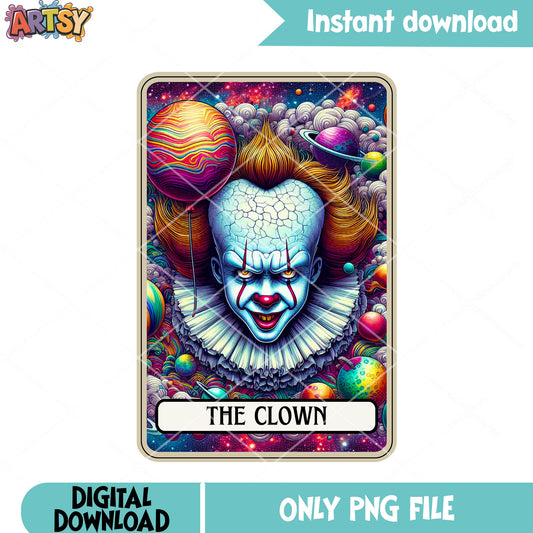 Scary monster penny wise png, galaxy balloon png, art the clown png