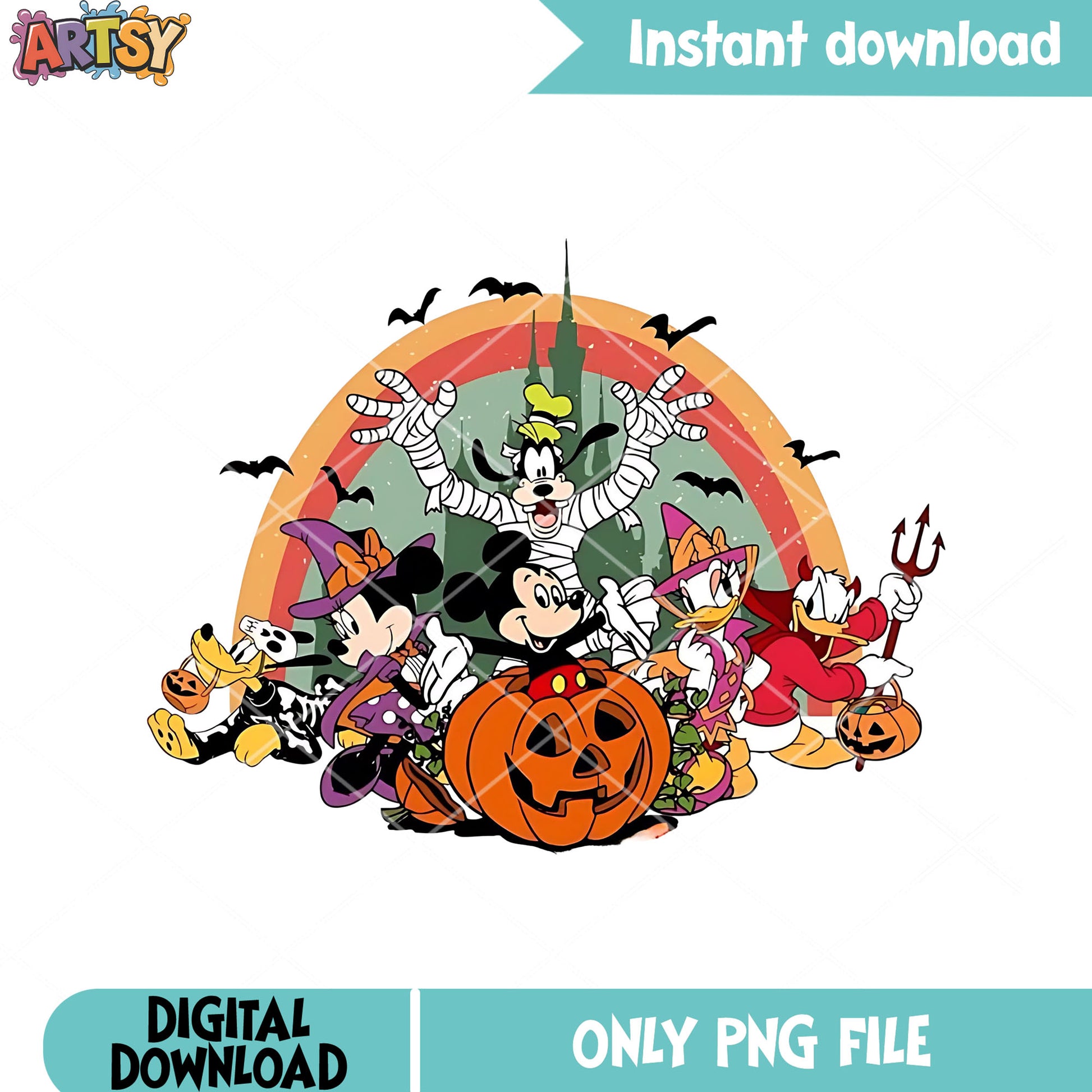 Scary mummy goofy png, jack o lantern png, disney character png