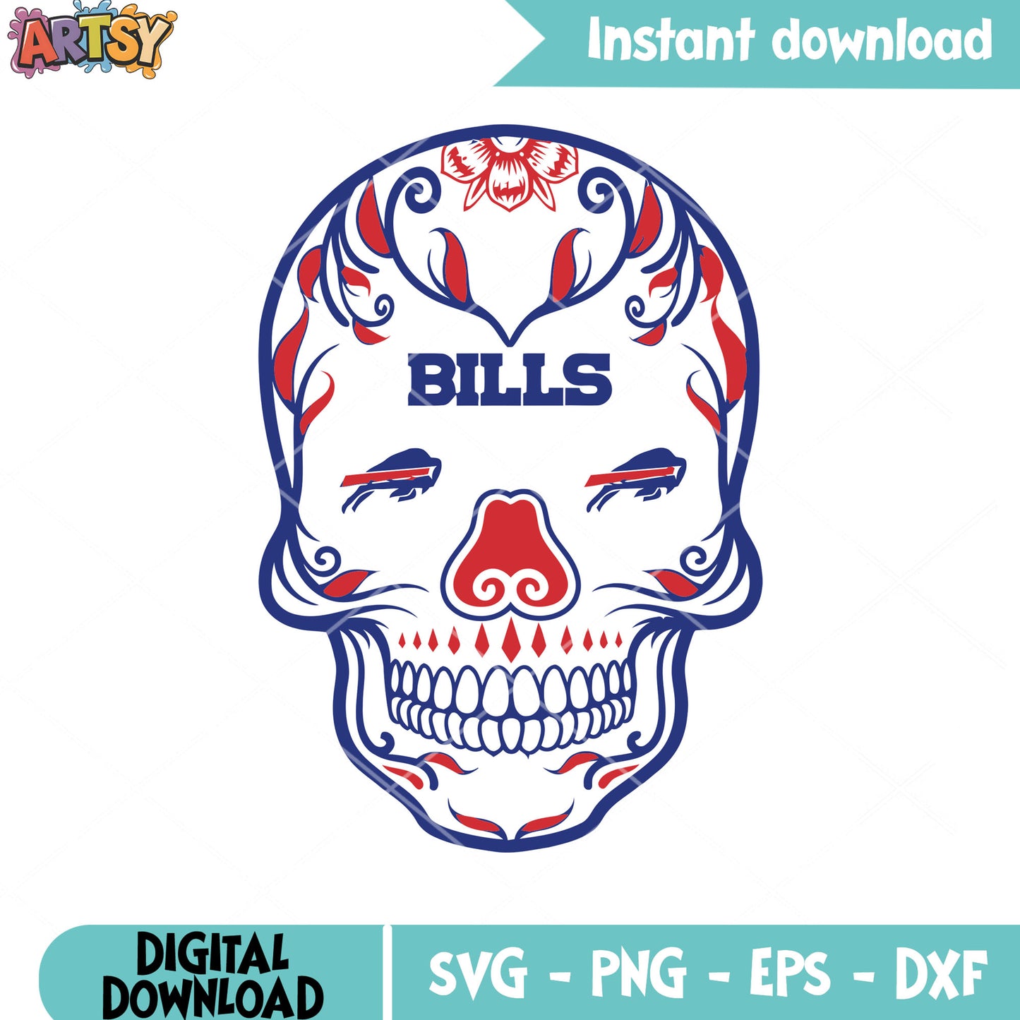 Scary nfl bills logo svg, skeleton skull svg, buffalo bills svg
