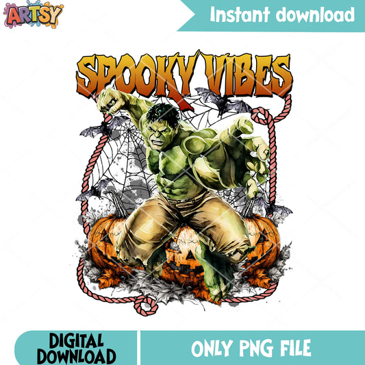 Scary pumpkin Bruce png, jack o latern halloween png, marvel halloween png