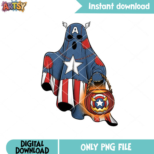Scary pumpkin ghost png, trick or treat png, marvel halloween png