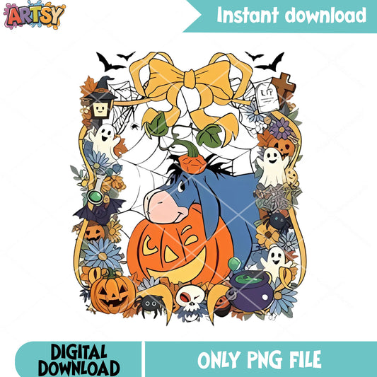 Scary pupmkin eeyote png, disney halloween png, yellow bow tie png 