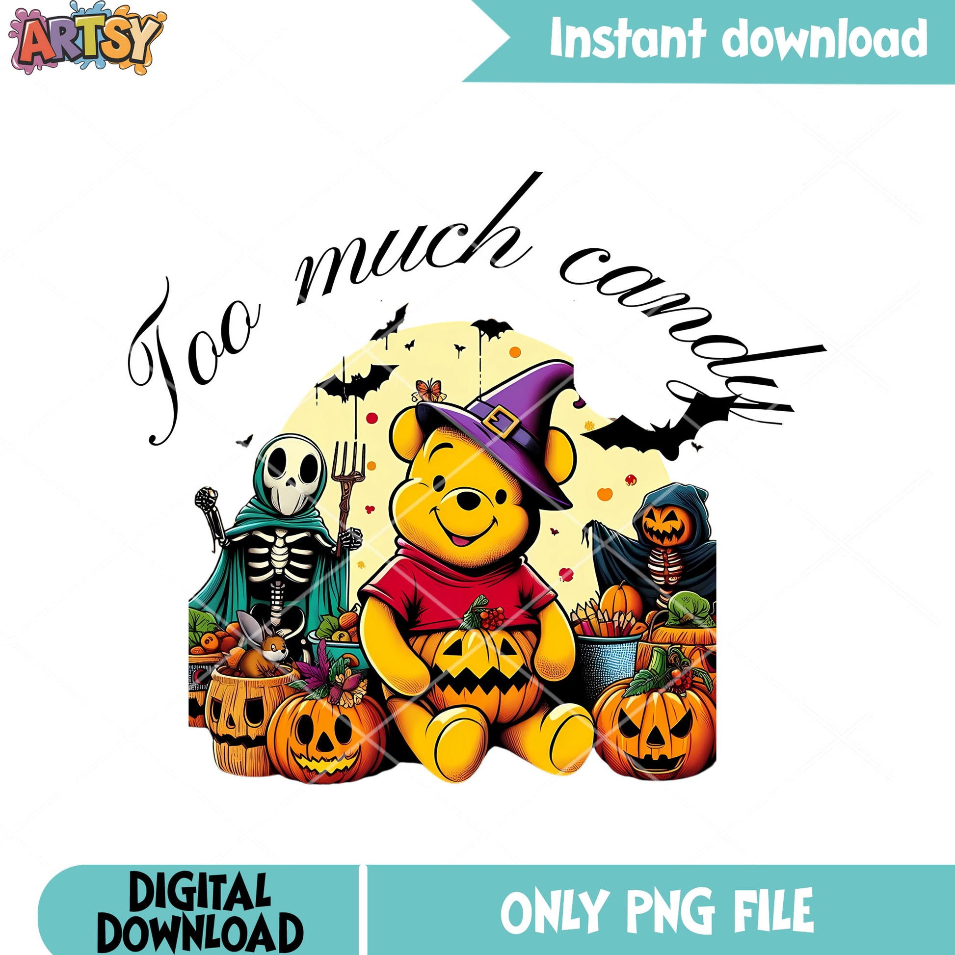 Scary pupmkin pooh png, disney halloween png, trick or treat png 