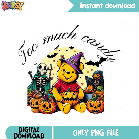 Scary pupmkin pooh png, disney halloween png, trick or treat png 