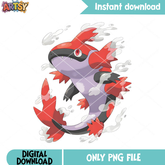 Scary shark red black png, pokemon gifts png, pokemon card design png
