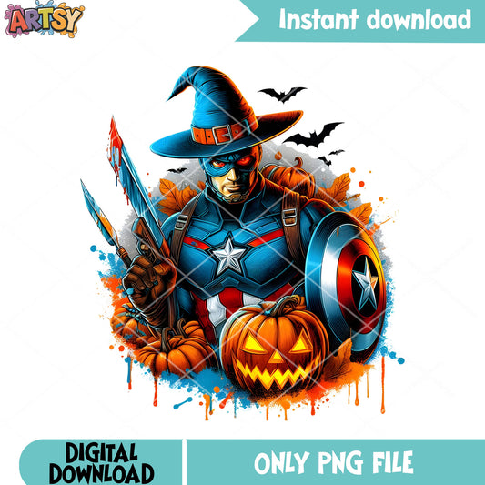 Scary wicth Captain America  png, Marvel Halloween png, halloween night png