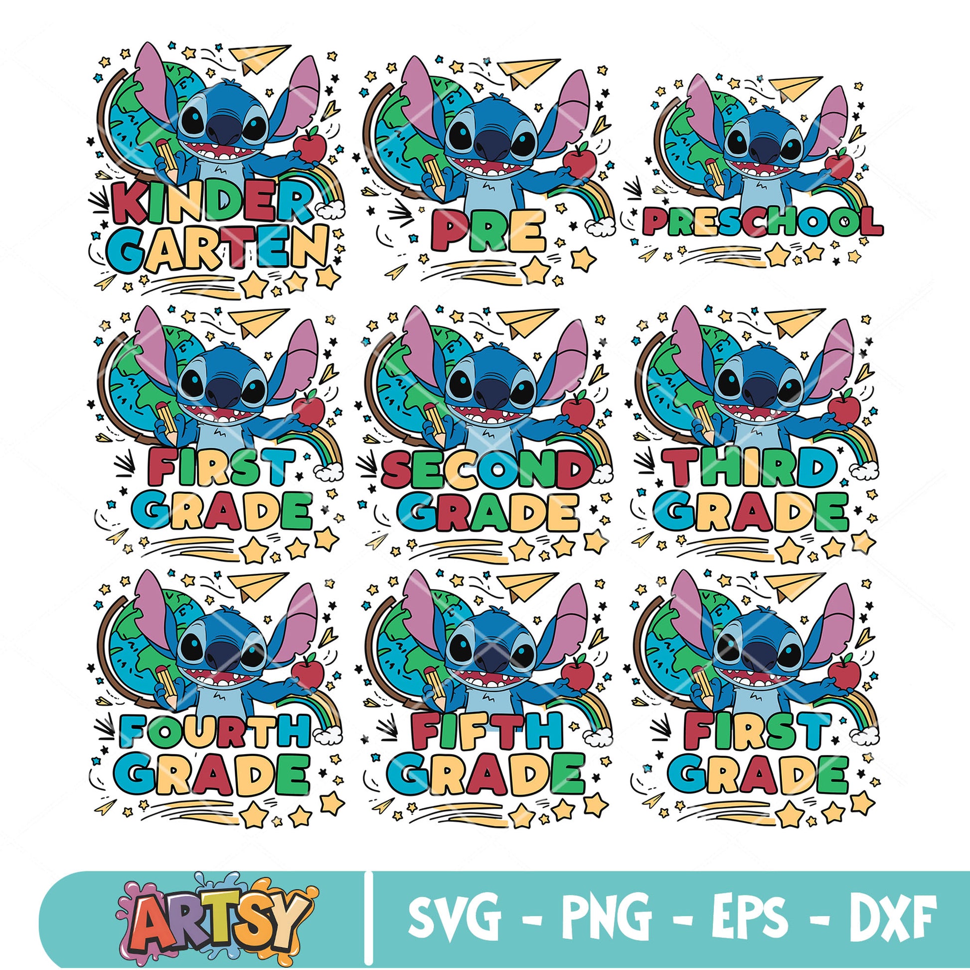 School days stitch svg bundle, lilo and stitch svg, elementary school svg