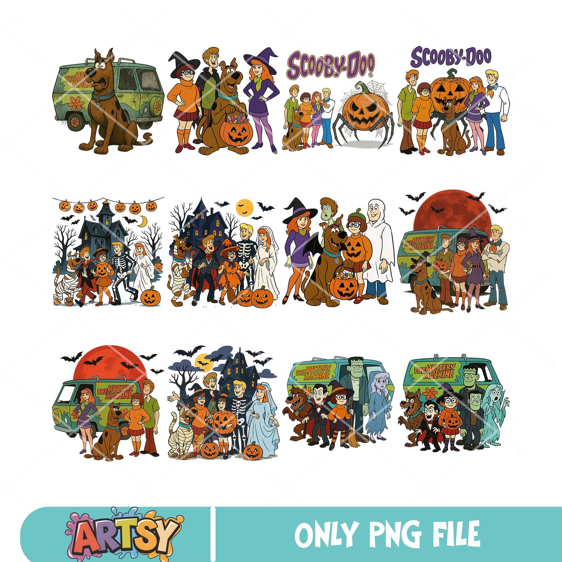 Scooby doo halloween png bundle, scoopy doo​ png, halloween costume png