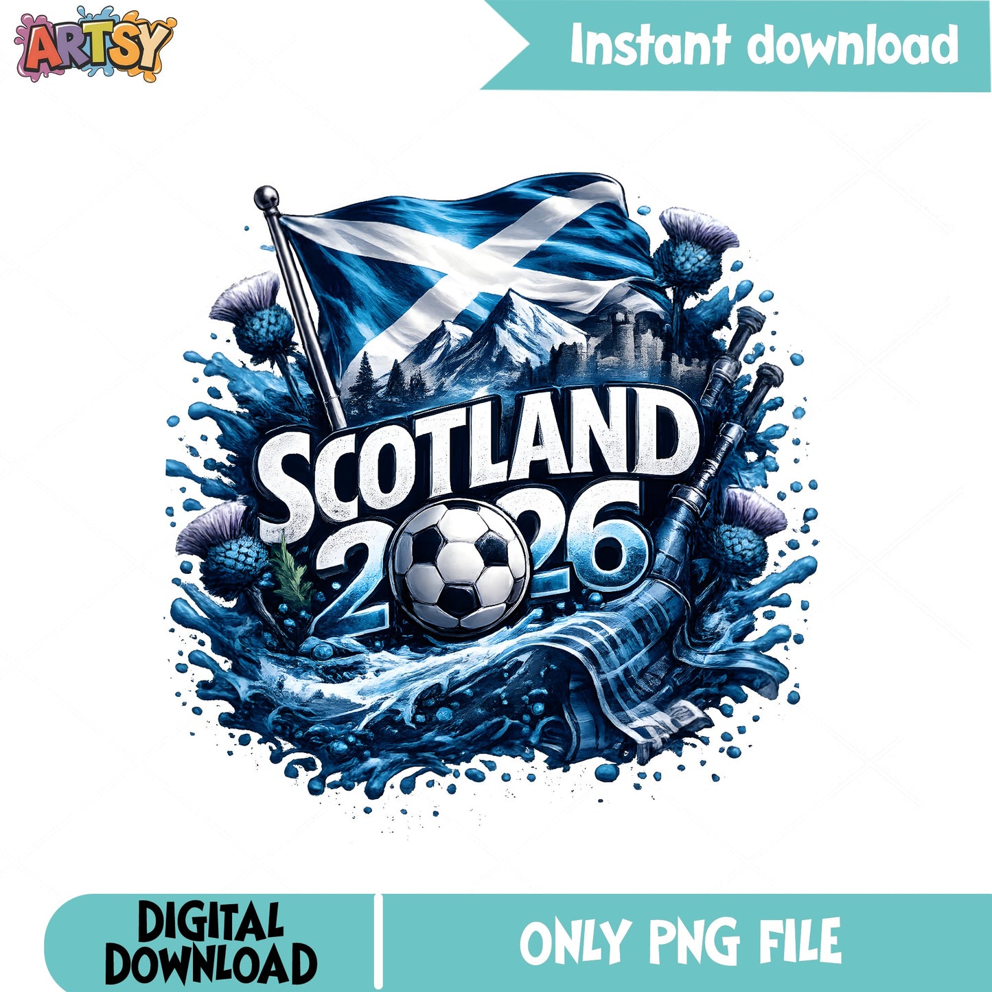 Scotland 2026 Soccer PNG, Scotland Football Flag PNG, World Cup PNG