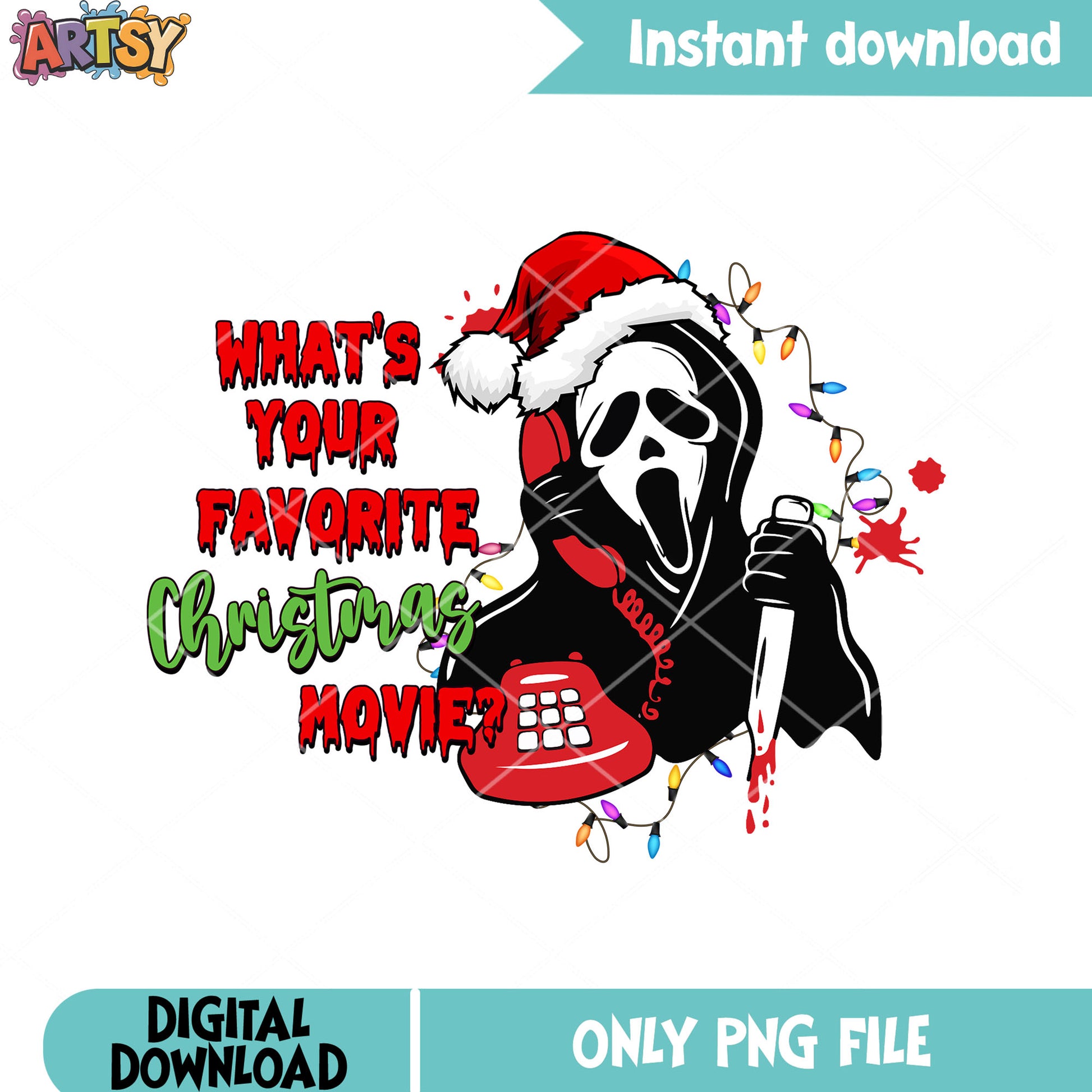 Scream is my favorite movies png, santa hat png, ghost face png