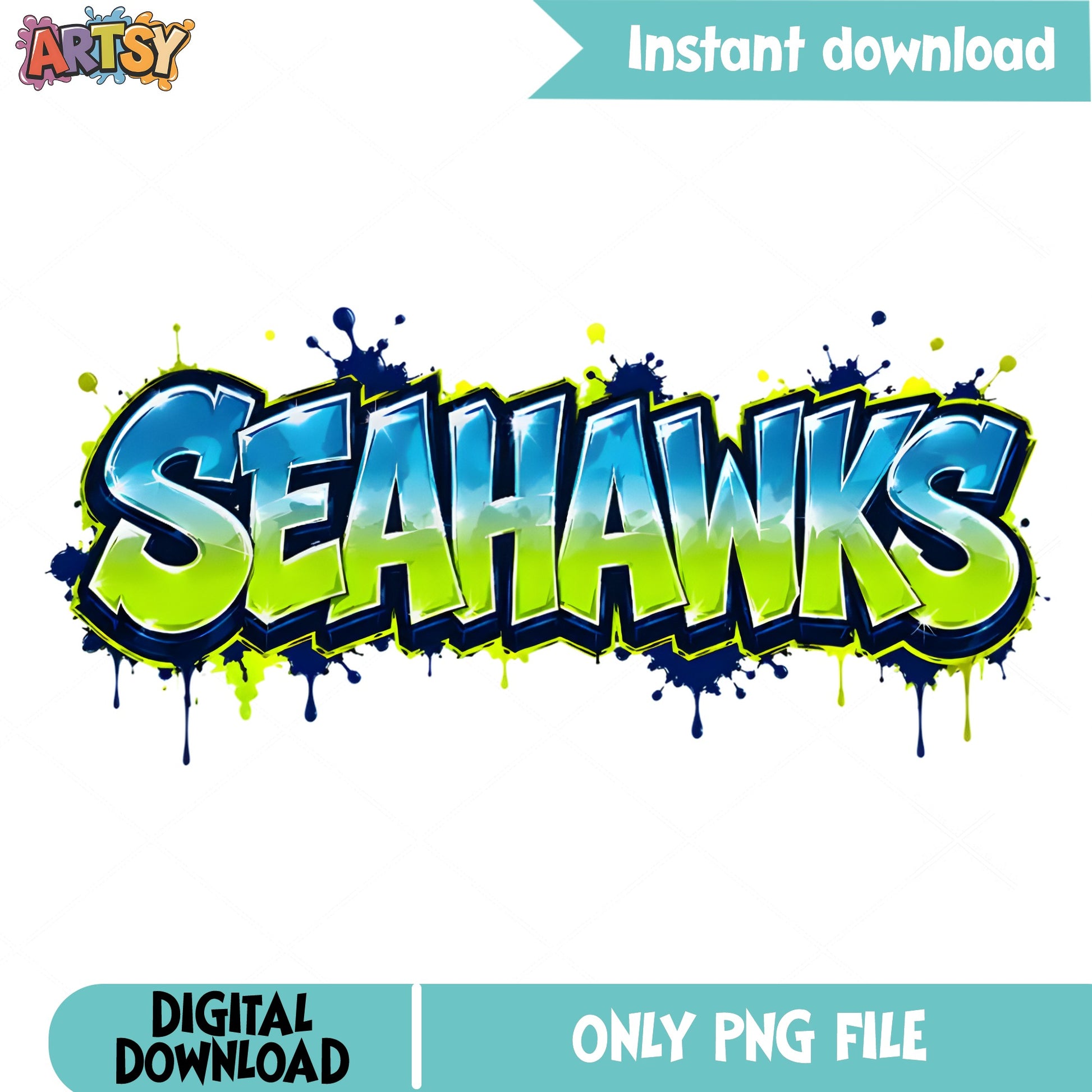 Seahawks Graffiti PNG, Football Team Drip Design PNG, NFL PNG