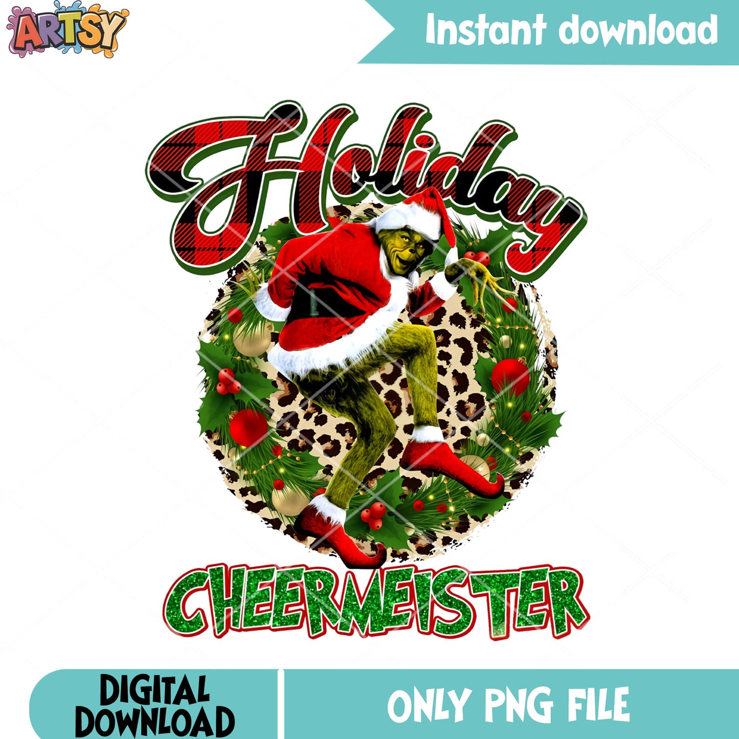 Season christmas grinch png, santa claus png, christmas wreath png