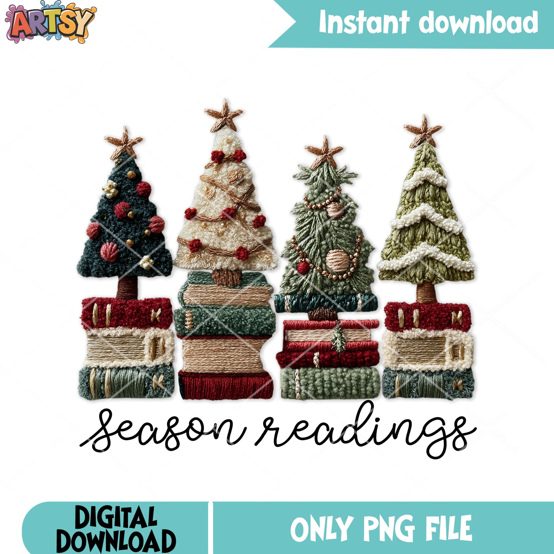Season reading christmas png, crochet christmas ornaments​ png