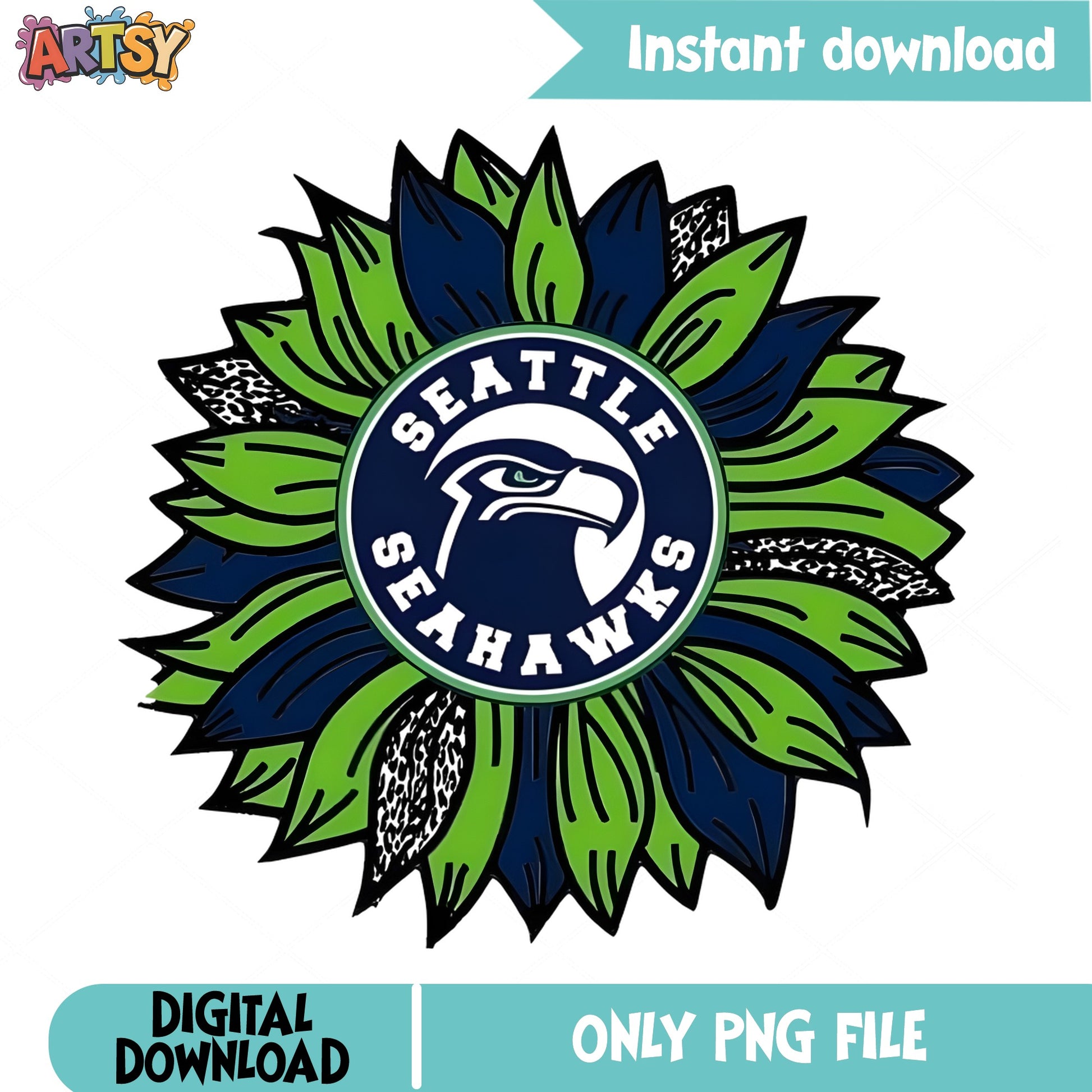 Seattle Seahawks Sunflower PNG, NFL Football PNG, Sports Fan PNG