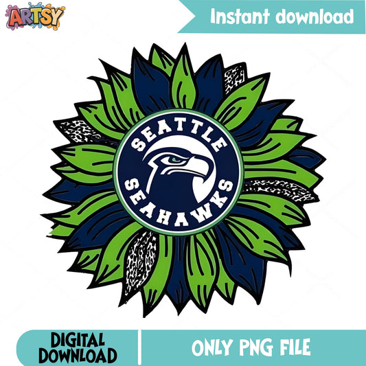Seattle Seahawks Sunflower PNG, NFL Football PNG, Sports Fan PNG