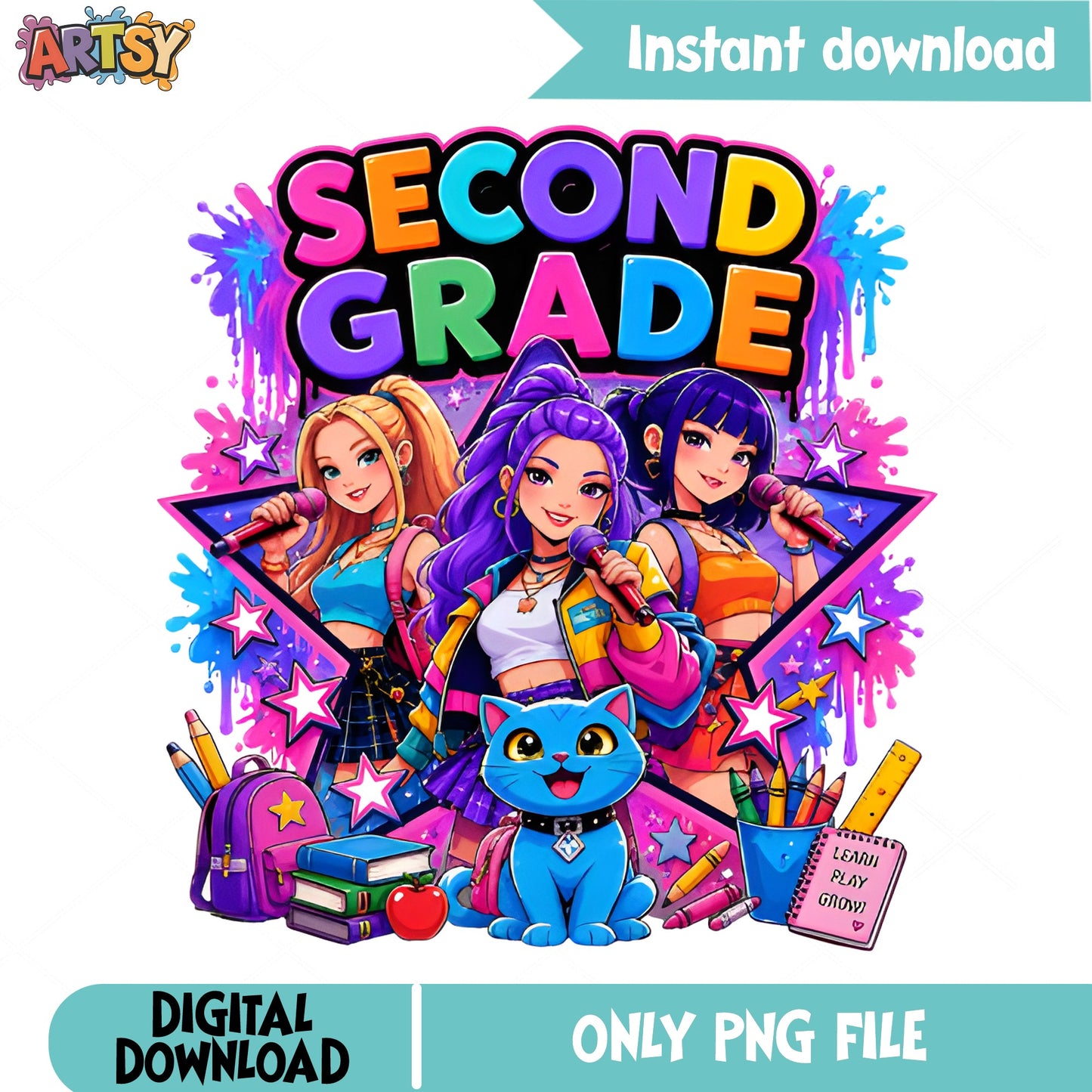 Second Grade Girl Squad PNG, Back To School PNG, Teacher PNG