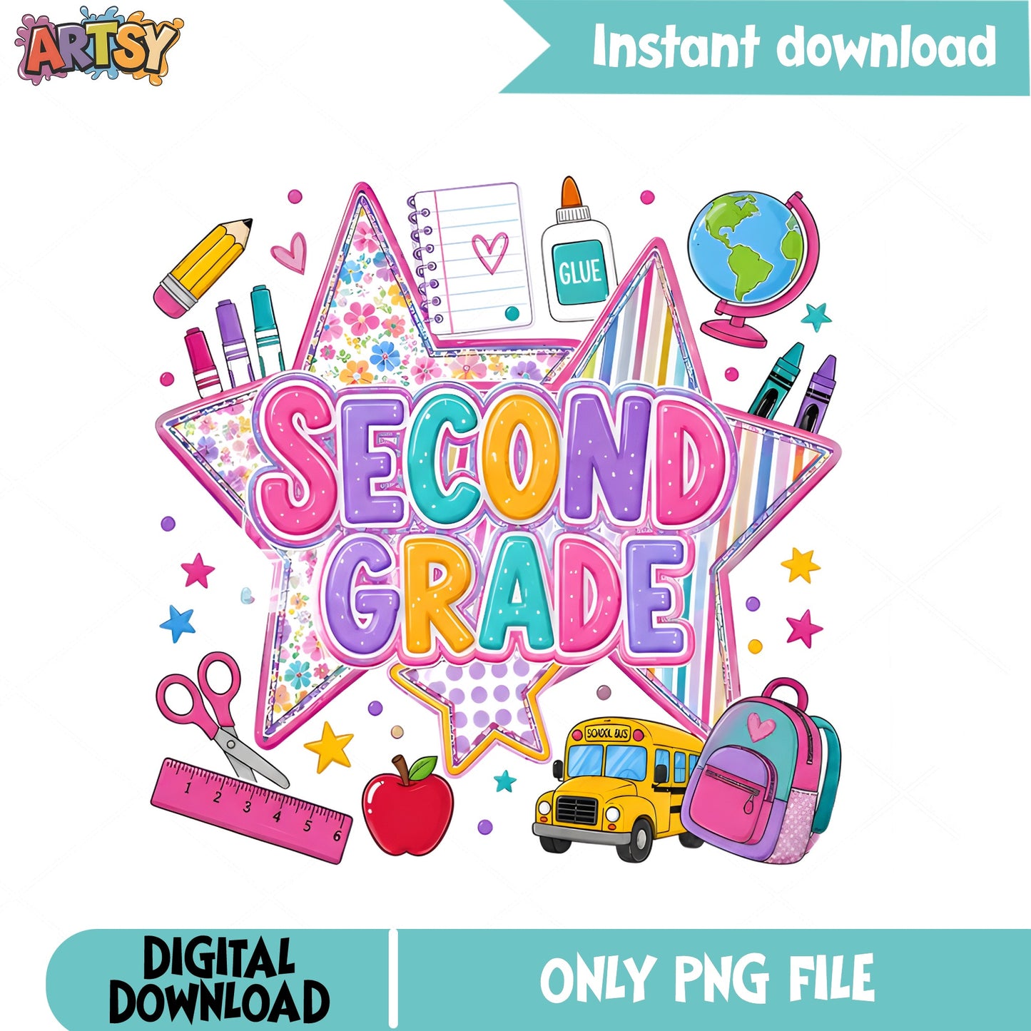 Second Grade PNG, Back To School PNG, 2nd Grade Teacher PNG