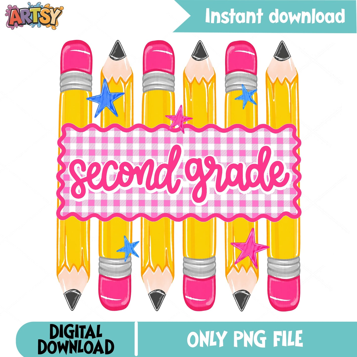 Second Grade Pencils PNG, Back To School PNG, Teacher PNG