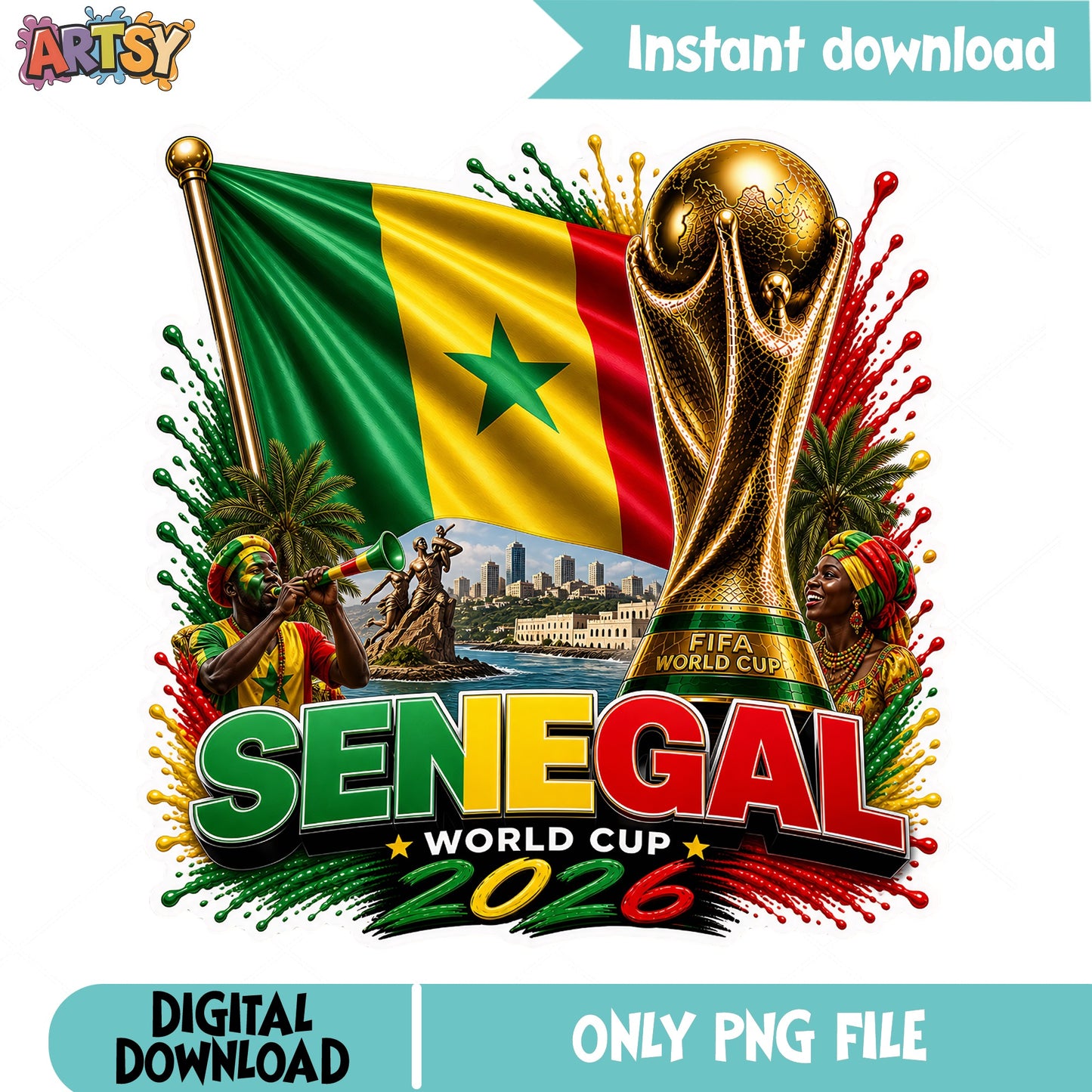 Senegal World Cup 2026 PNG, FIFA Soccer Trophy PNG, Football PNG