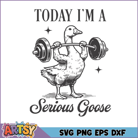 Serious Goose SVG Weightlifting Goose Design