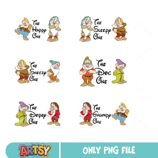 Seven drawf png bundle, disney drawf png, snow white png