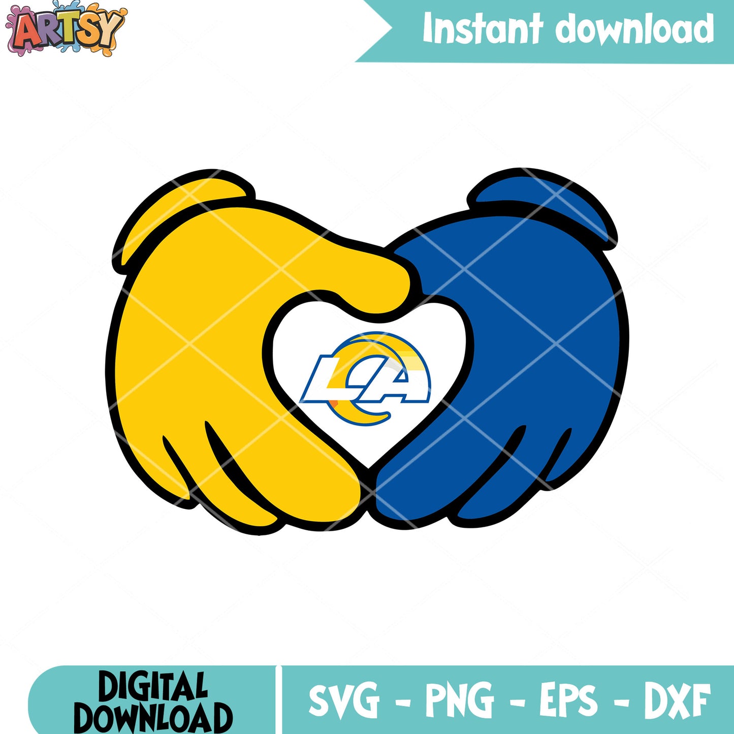 Shape of heart nfl football svg, los angeles rams svg, afc west svg