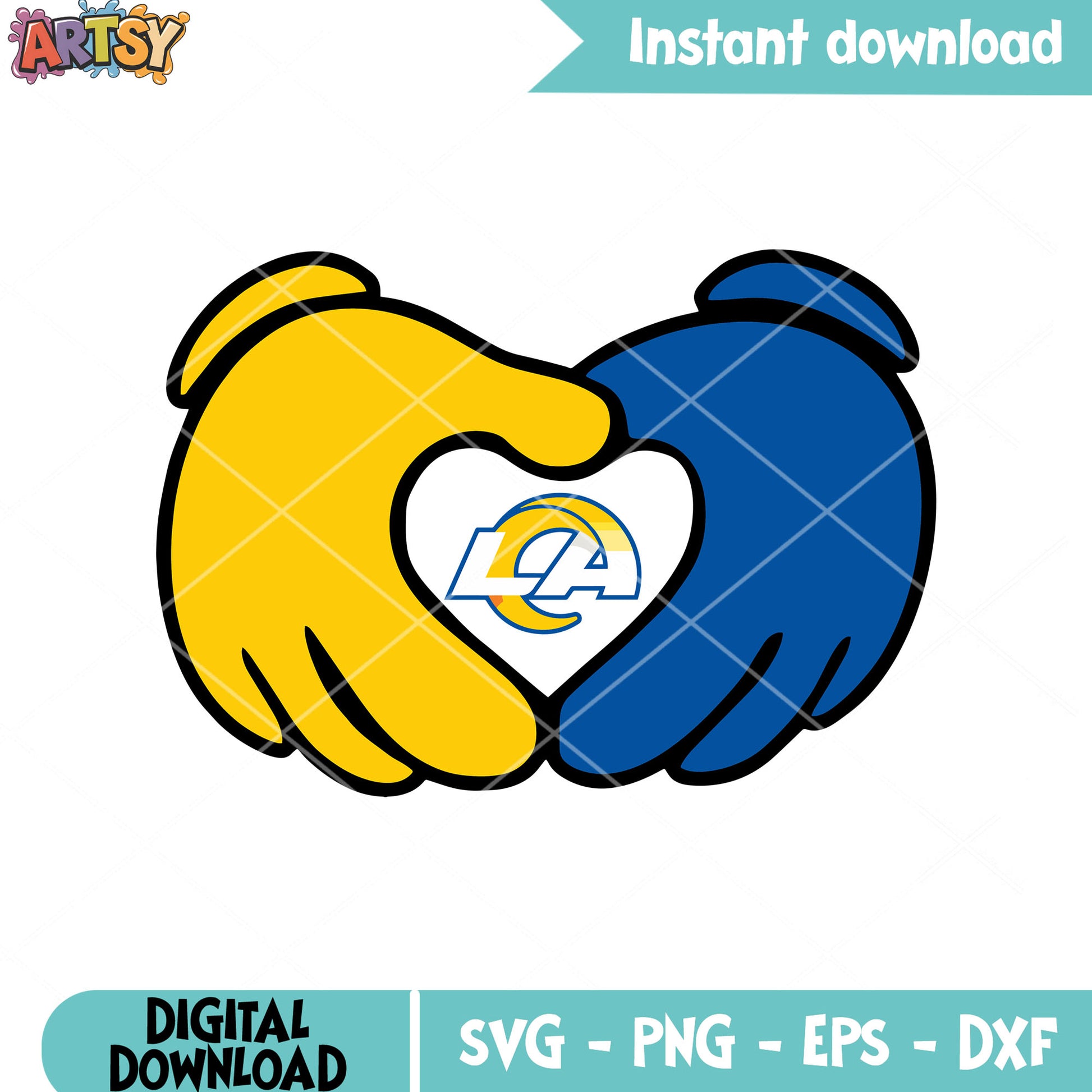 Shape of heart nfl football svg, los angeles rams svg, afc west svg