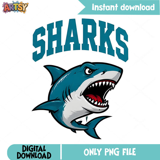 Sharks Mascot PNG, Team Shark Clipart PNG, Shark Logo PNG
