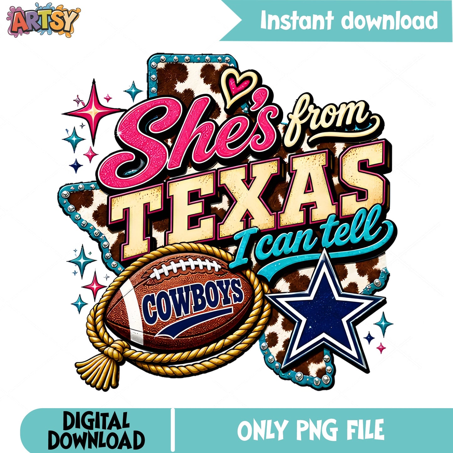 She's From Texas I Can Tell Cowboys PNG, Dallas Cowboys PNG, Football PNG