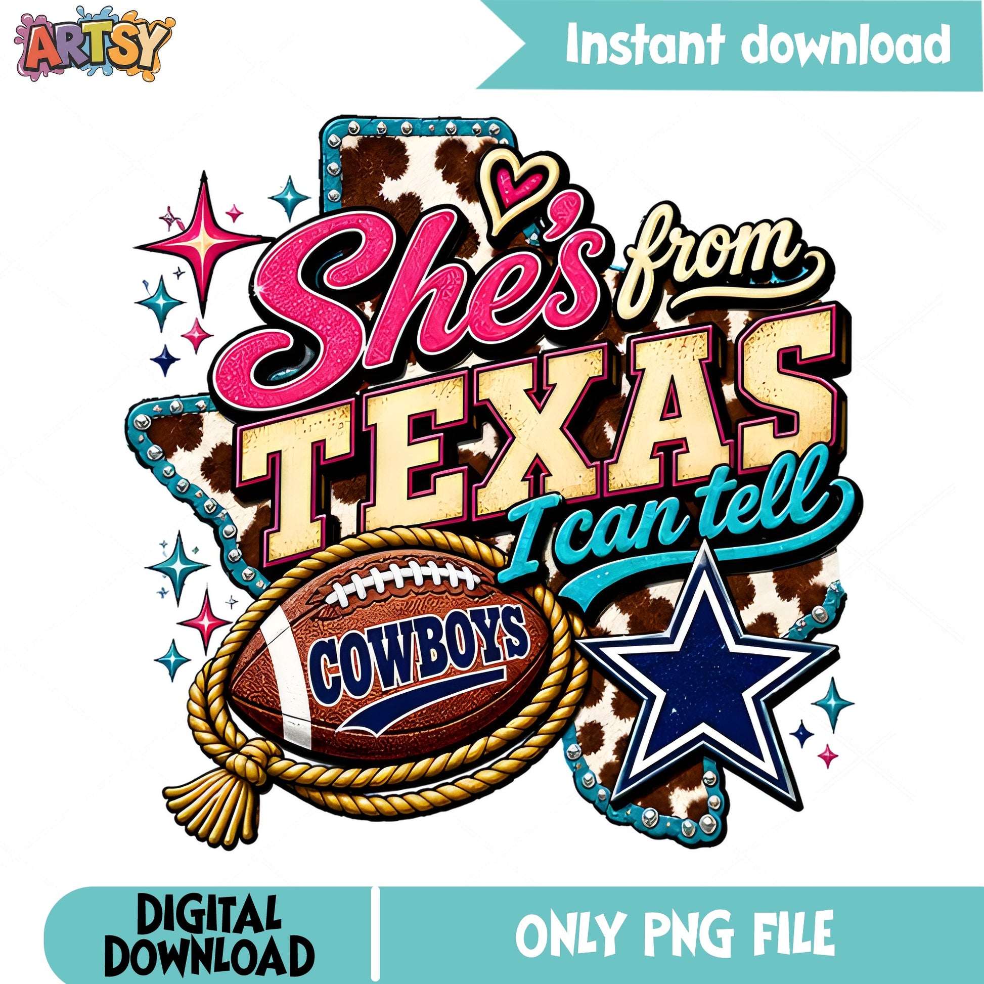 She's From Texas I Can Tell Cowboys PNG, Dallas Cowboys PNG, Football PNG