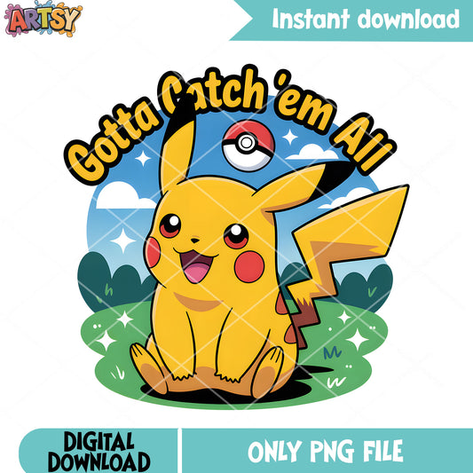 Shinny pikachu catch em all png, pokemon card png, pokemon movie png