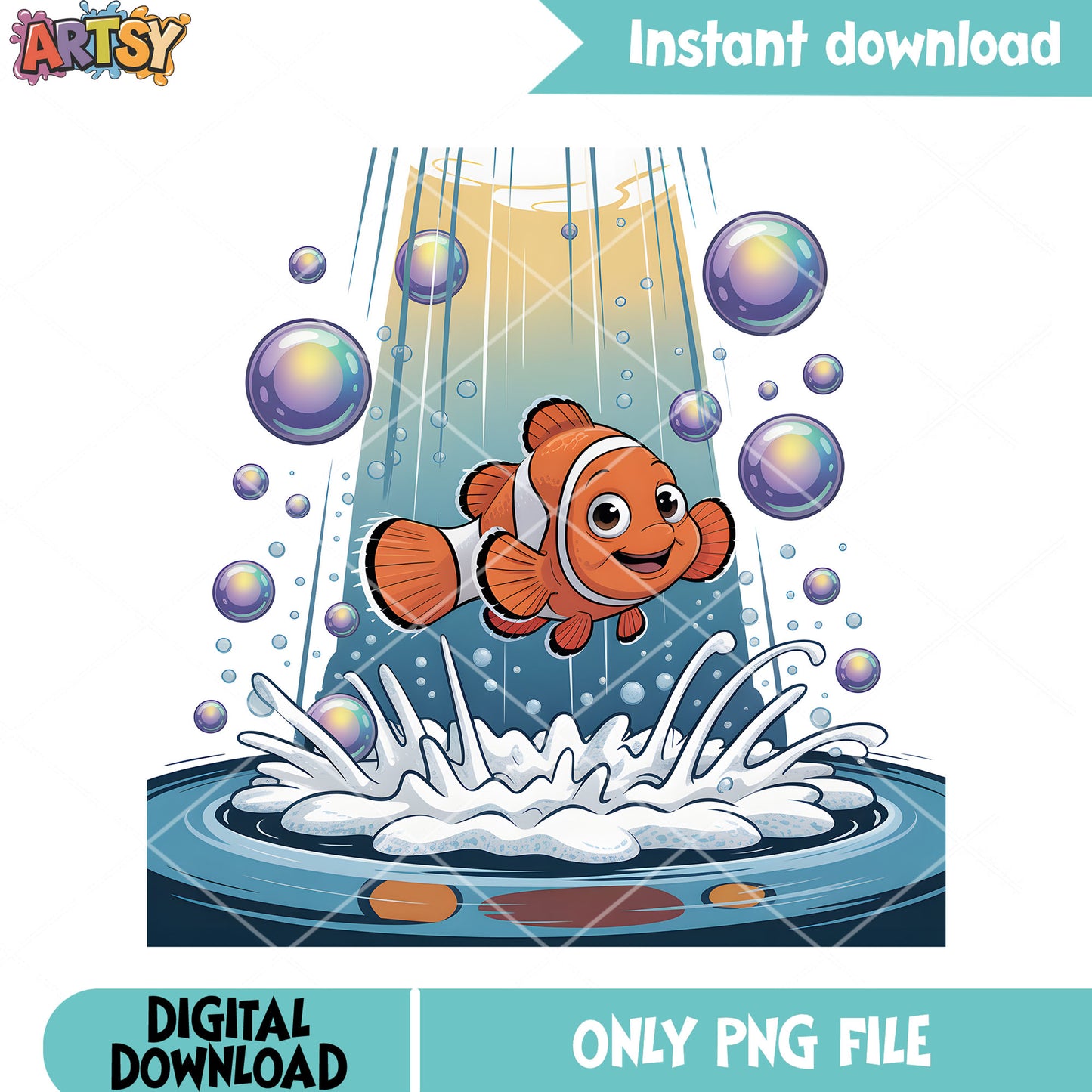 Shower nemo bubble png, nemo fish png, disney movies​ png