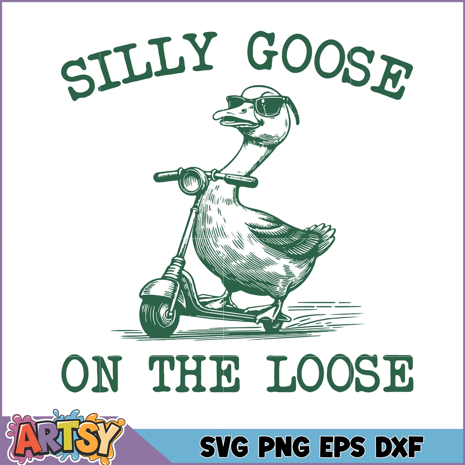 Silly Goose on Scooter SVG Cut File