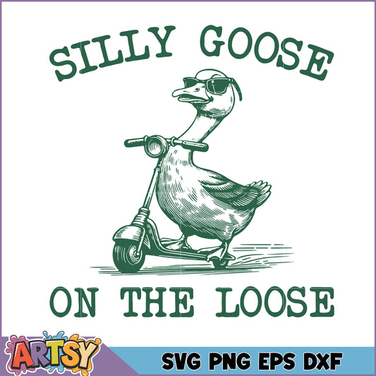 Silly Goose on Scooter SVG Cut File