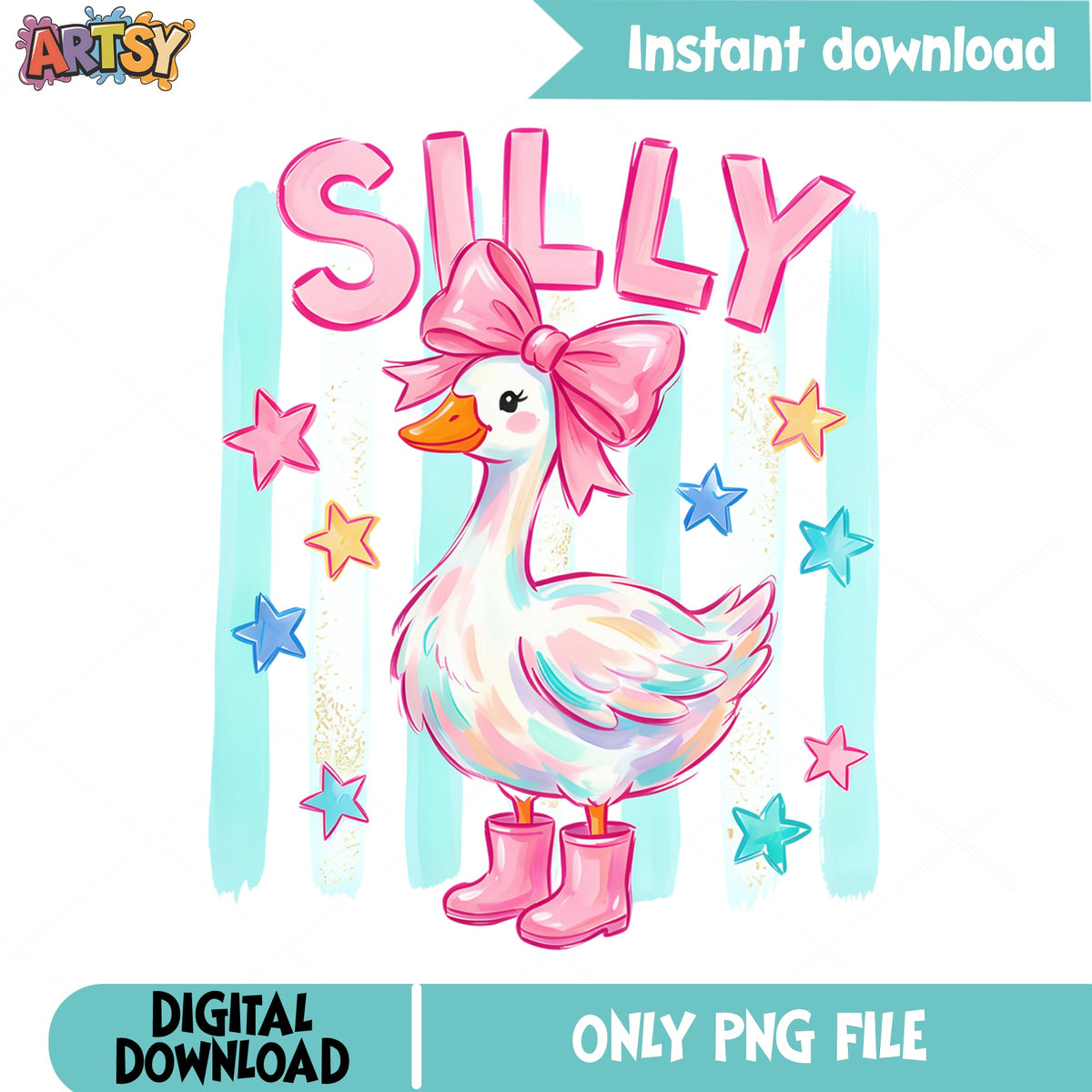 Silly Goose With Bow PNG, Cute Duck Coquette PNG, Girl PNG