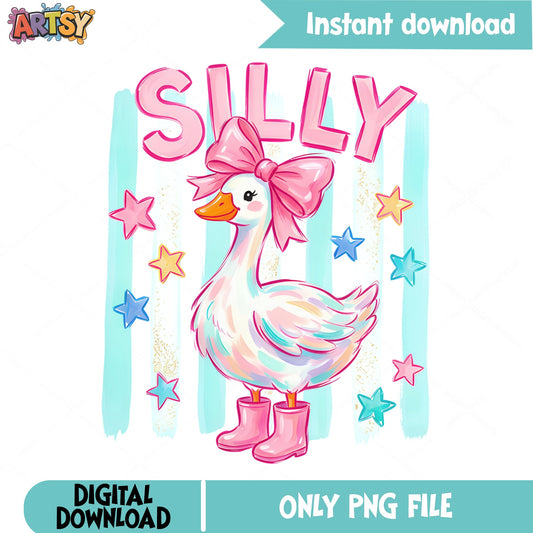 Silly Goose With Bow PNG, Cute Duck Coquette PNG, Girl PNG