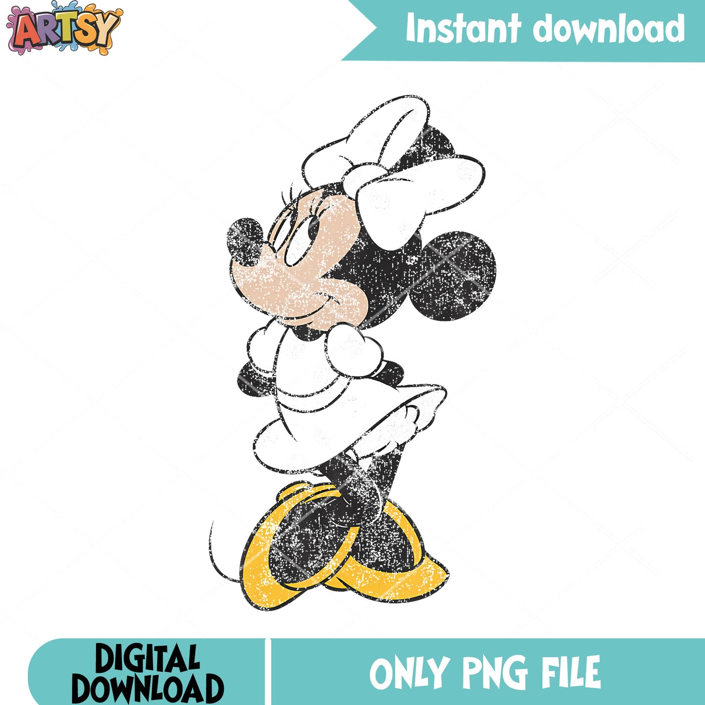 Simple minnie mouse distressed png, disney​ characters png, mickey png