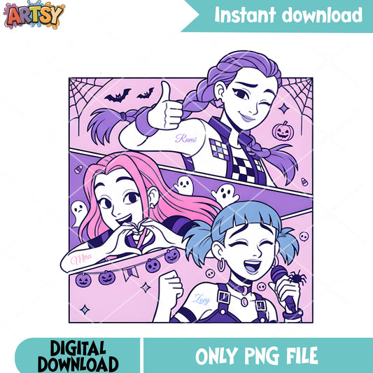 Singer rock n roll zoey png, scary halloween png, kpop huntrix png
