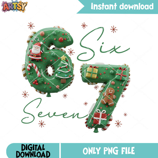 Six seven 67 christmas tree png, christmas tree png, funny 67 trend png