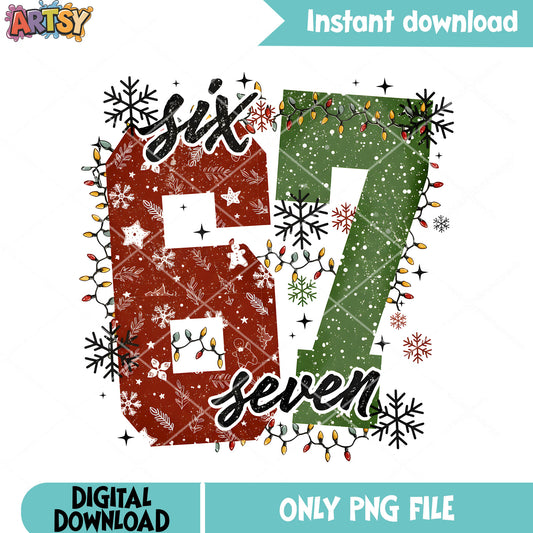 Six seven christmas light design png, six seven christmas png