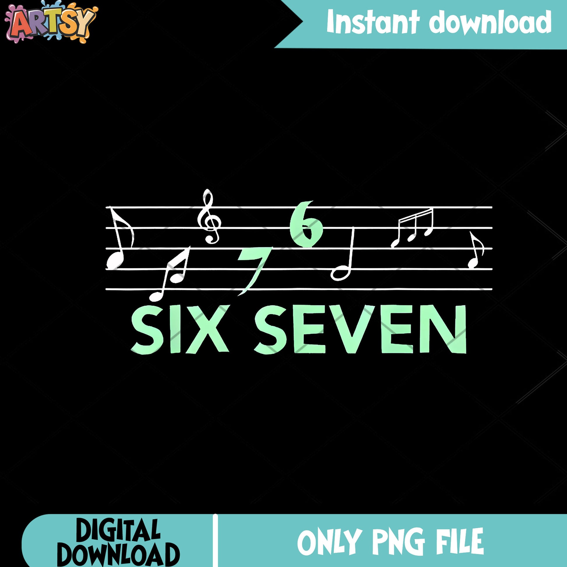 Six seven staff notes cute png, alpha meme ​png, funny memes​ png