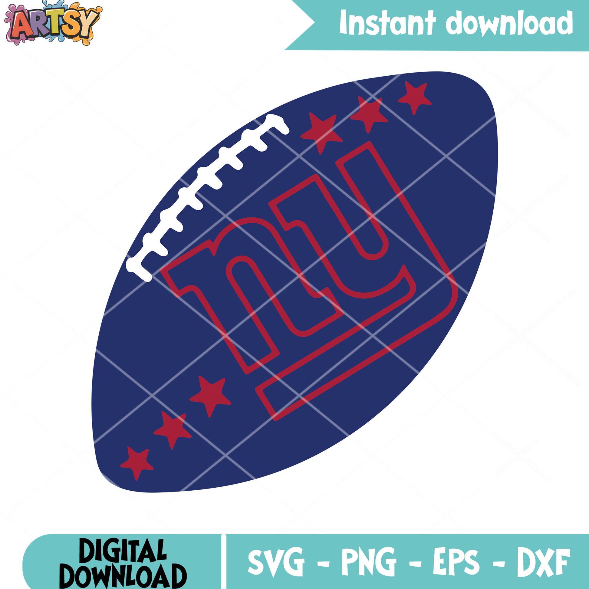 Six star ny football navy ball svg, new york giants svg, nfl ball svg