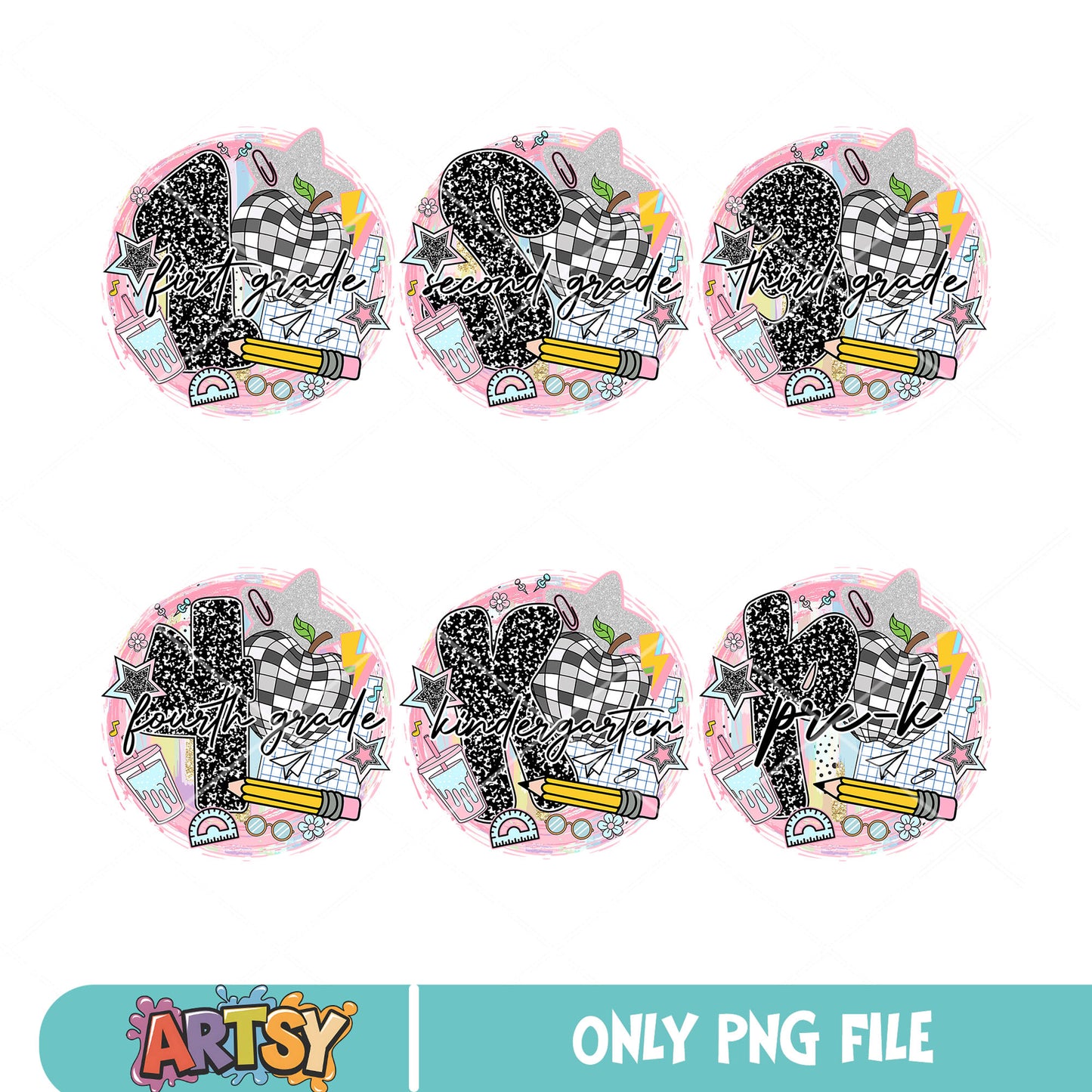 Sixth grade school vibes png bundle, school grades png, school vibes png