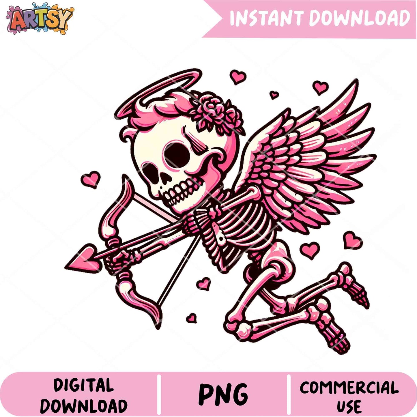 Skeleton Cupid Valentine Png, Happy Valentine Png, Skeleton Png