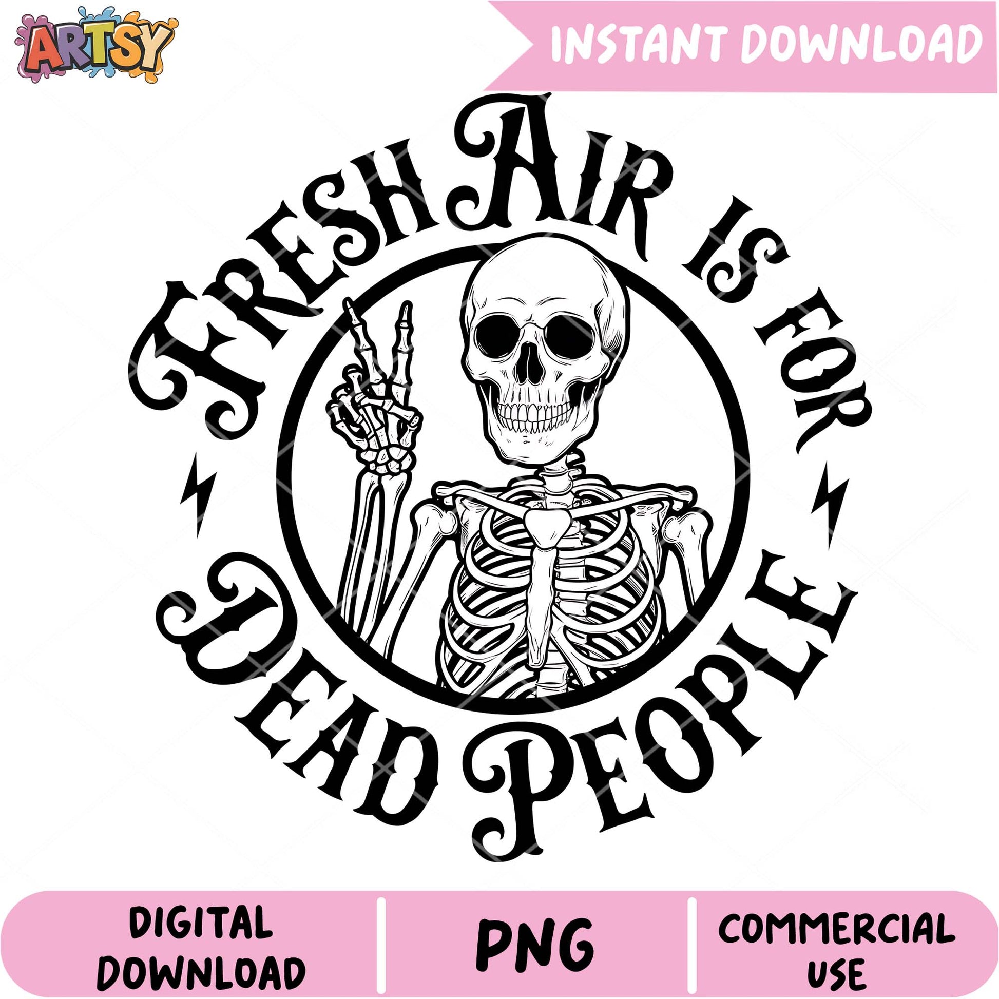 Skeleton Peace Sign PNG Fresh Air Design
