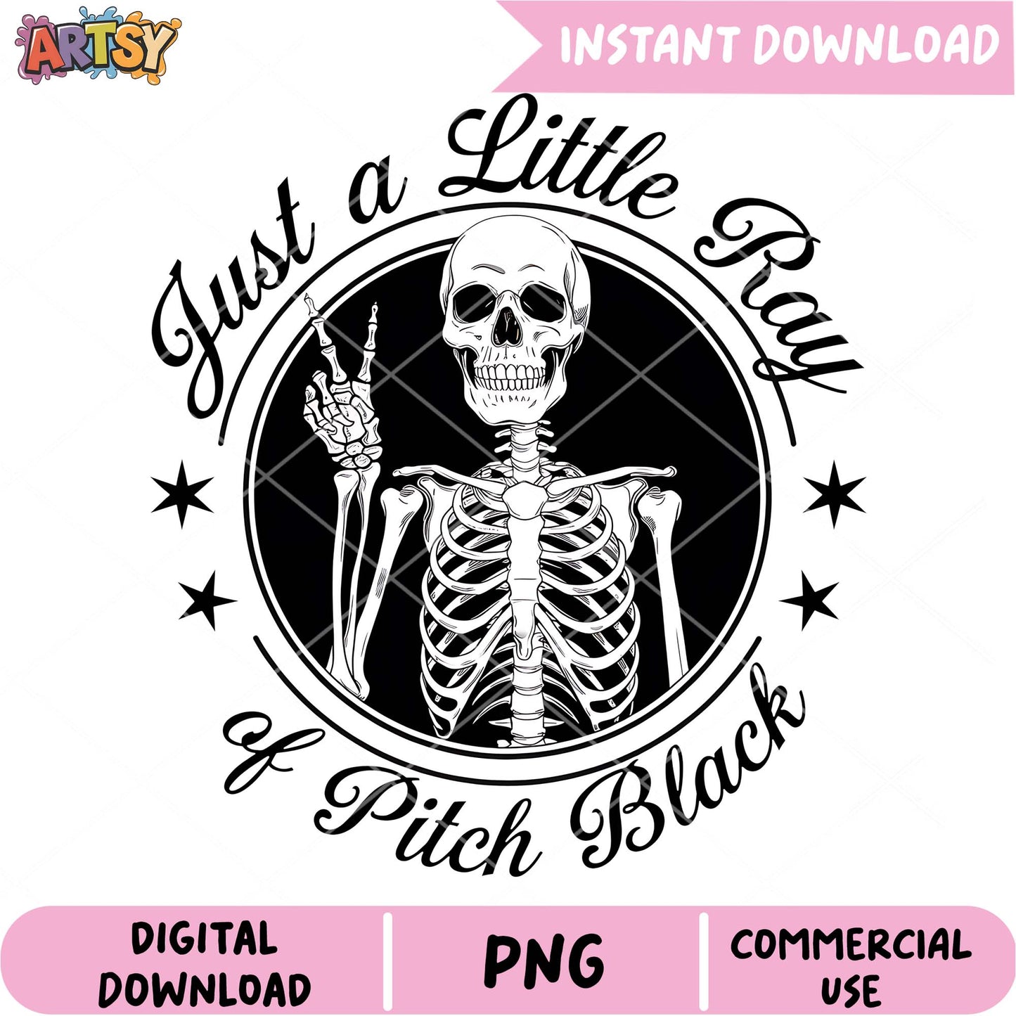 Skeleton Peace Sign PNG Instant Download