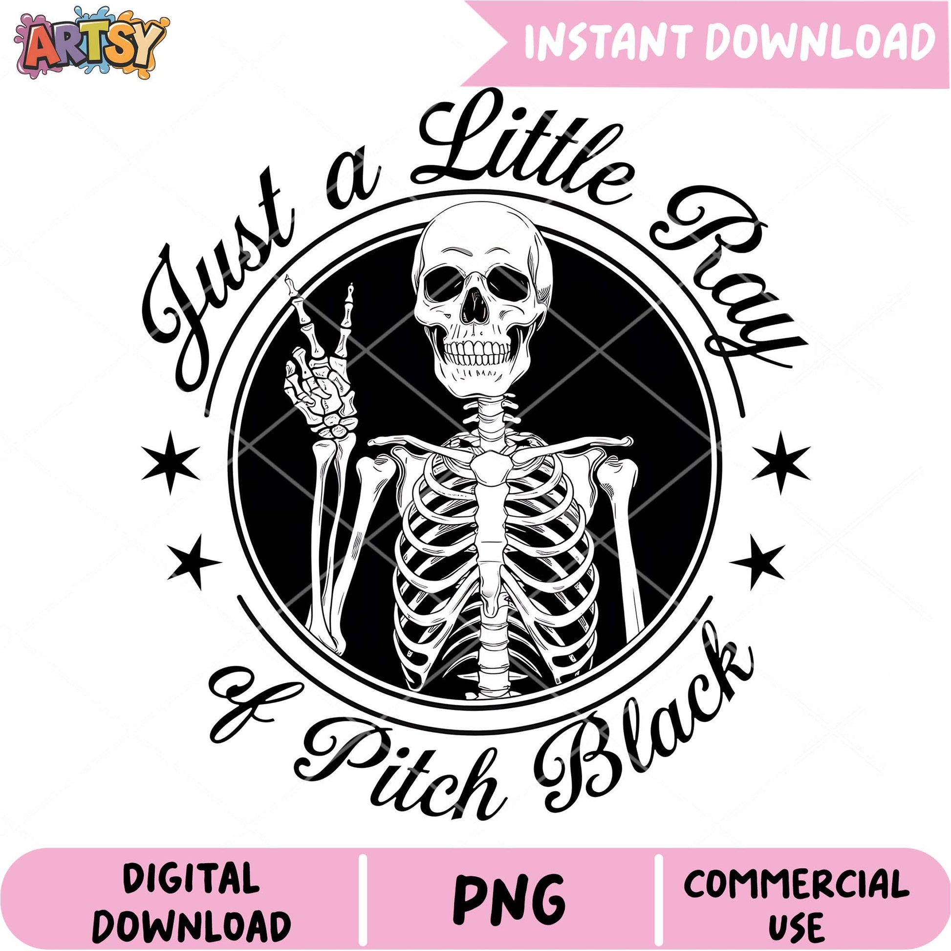 Skeleton Peace Sign PNG Instant Download