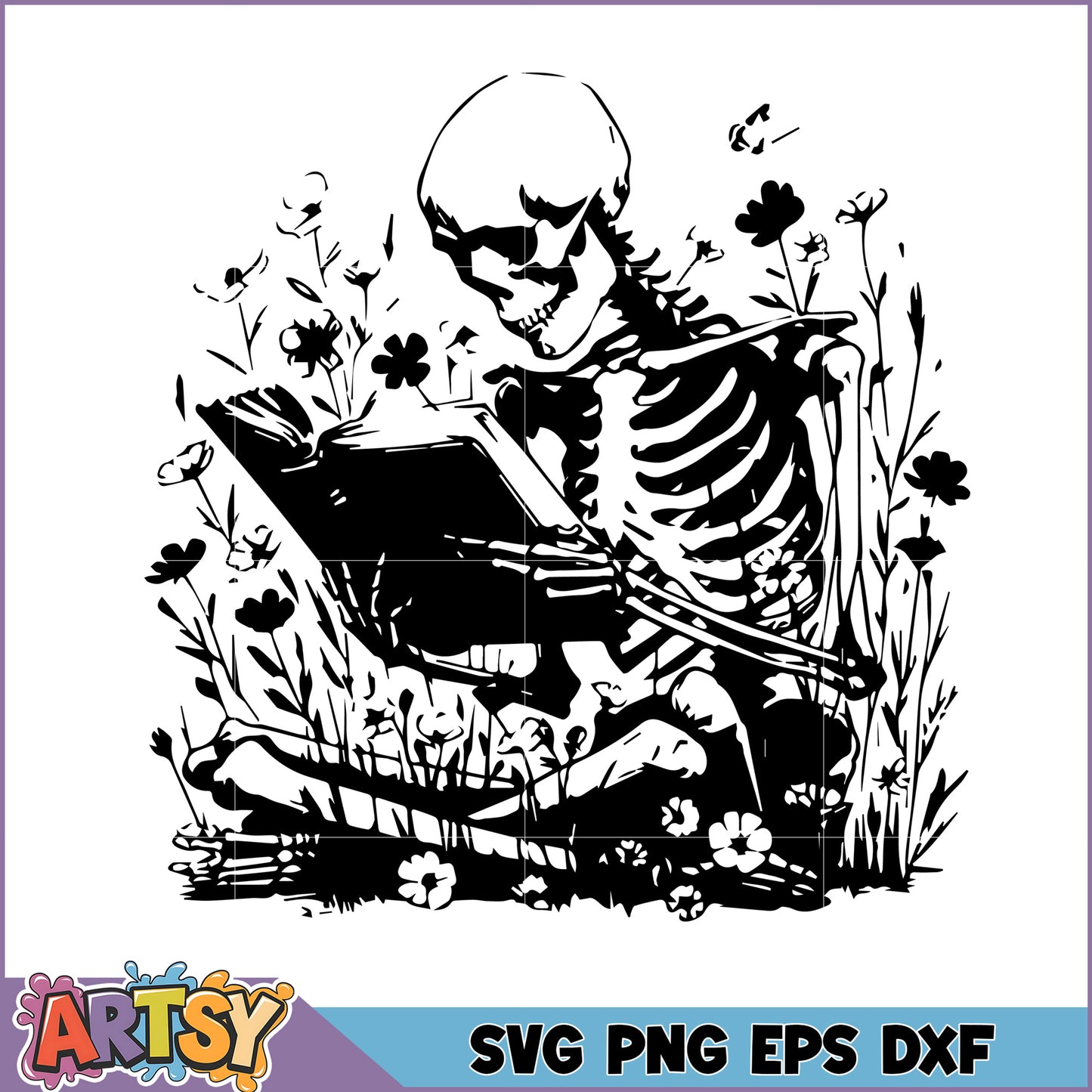 Skeleton Reading Book SVG Cut File