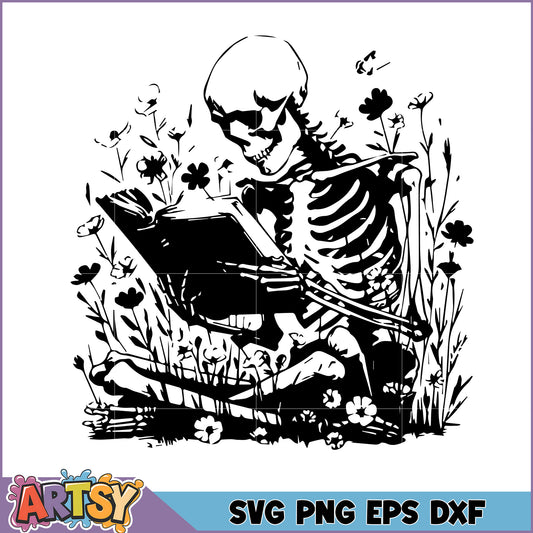 Skeleton Reading Book SVG Cut File